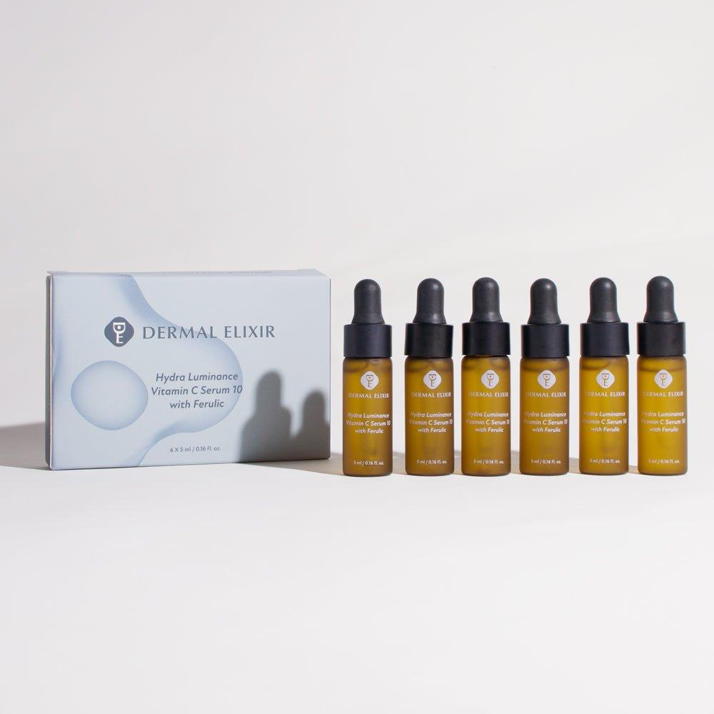 Dermal Elixir Hydra Luminance Vitamin C Serum 10 with Ferulic 5ML X6 5ml x 6 