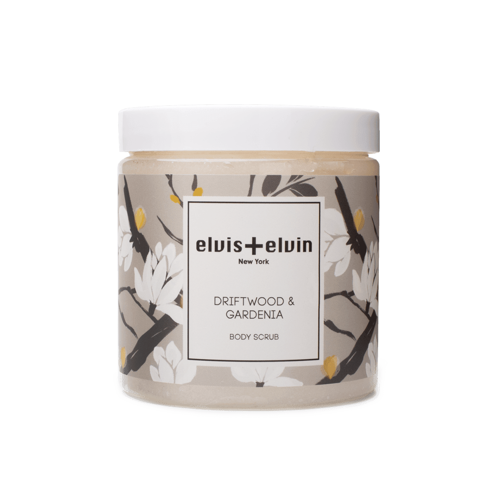 elvis+elvin Driftwood & Gardenia Blend Body Scrub with Dead Sea Salt 300ml - elvis+elvin