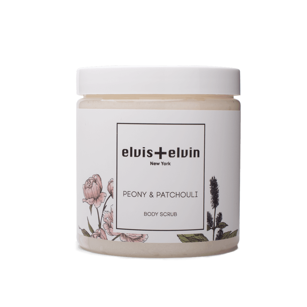 elvis+elvin Peony & Patchouli Body Scrub with Dead Sea Salt 300ml - elvis+elvin