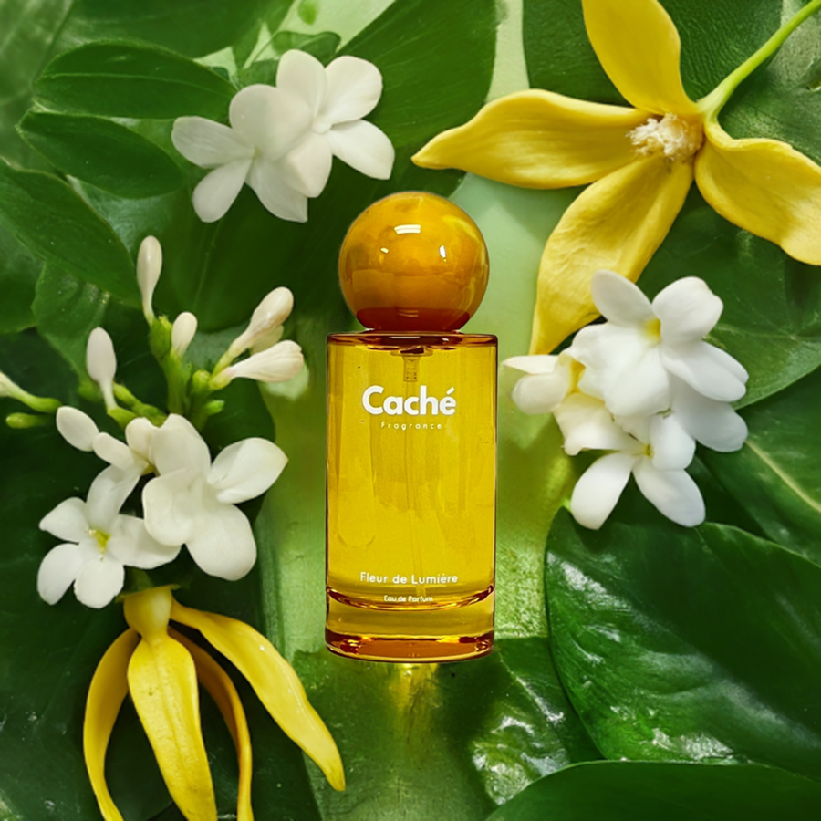 Caché Fleur de Lumière fragrance featured in the Golden Bloom duo