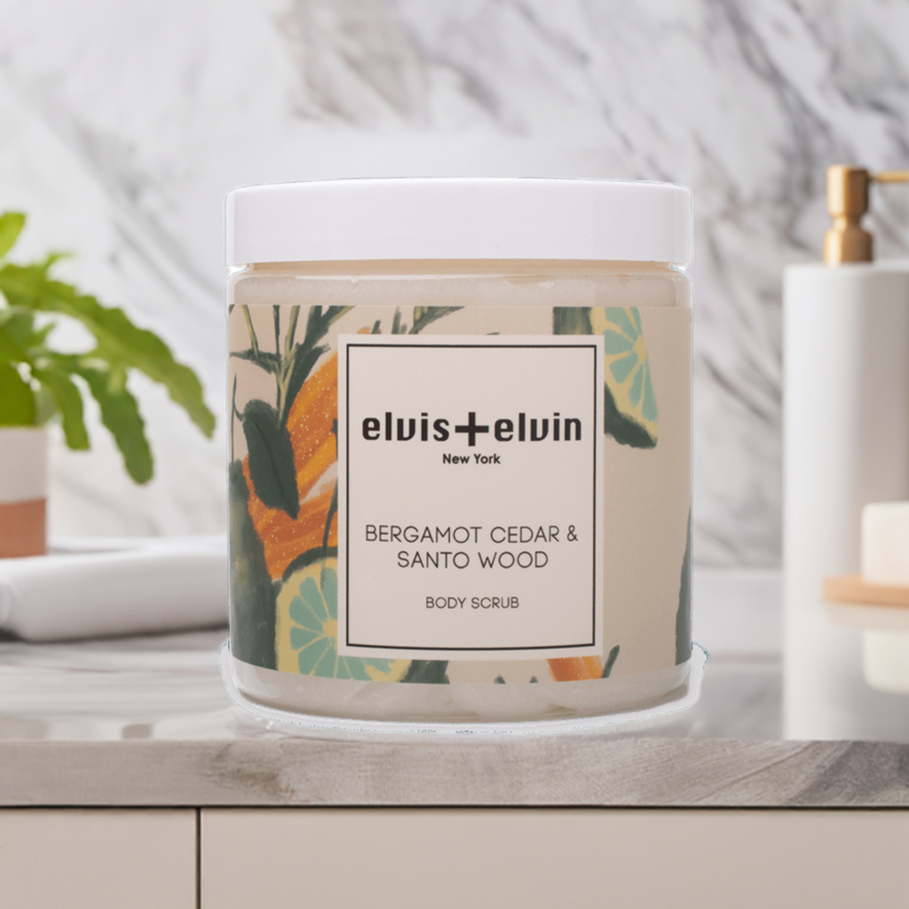 elvis+elvin Bergamot Cedar & Santo Wood Blend Body Scrub with Dead Sea Salt 300ml